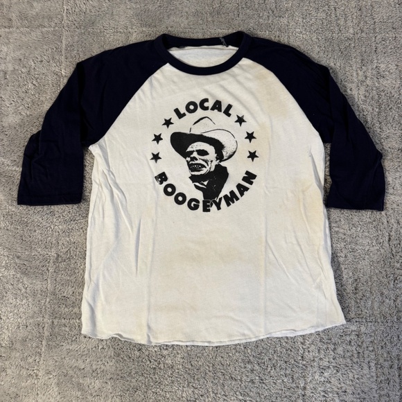 Rare NWOT Local Boogeyman Logo Raglan Mens Medium - Picture 2 of 3